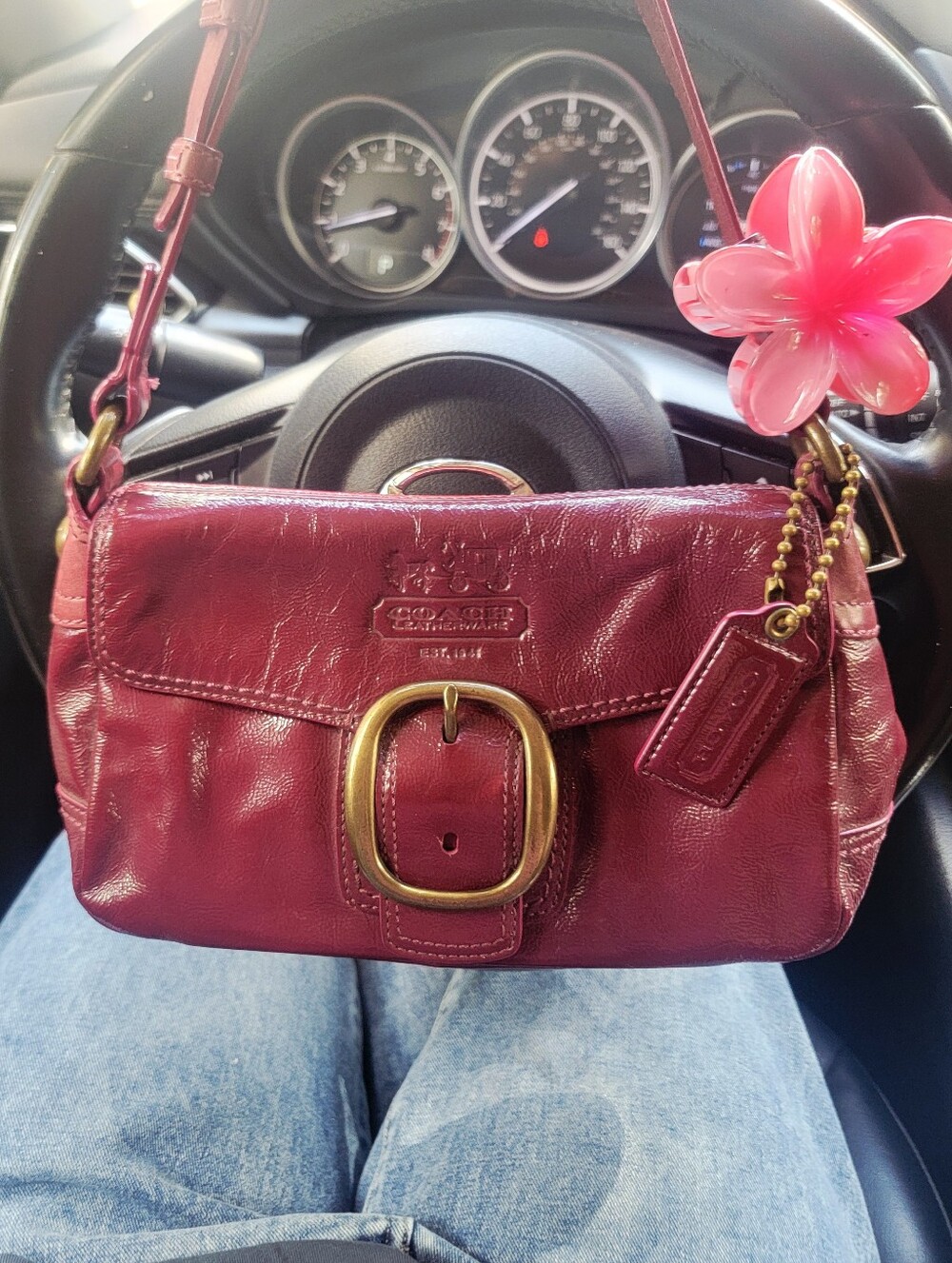 Y2K VTG Burgundy Berry Coach Bleeker Shoulder BAG